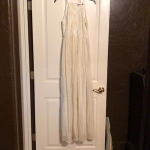 White and Gold Lace Maxi Dress